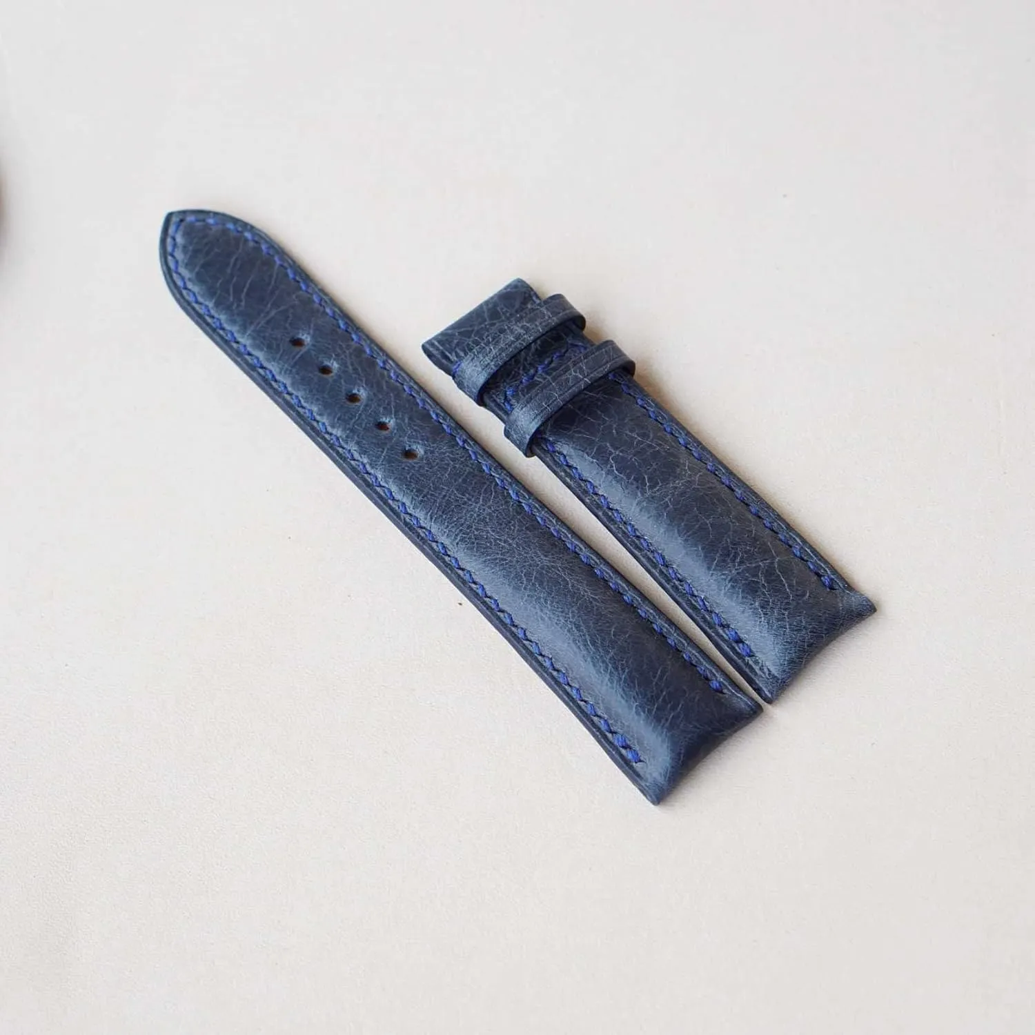 strap (18mm, Steel Folding Clasp) Navy Blue Vintage leather watch band, Handmade occupy keel metallurgy commitment intrinsic timid Tuscany Cow leather watch 