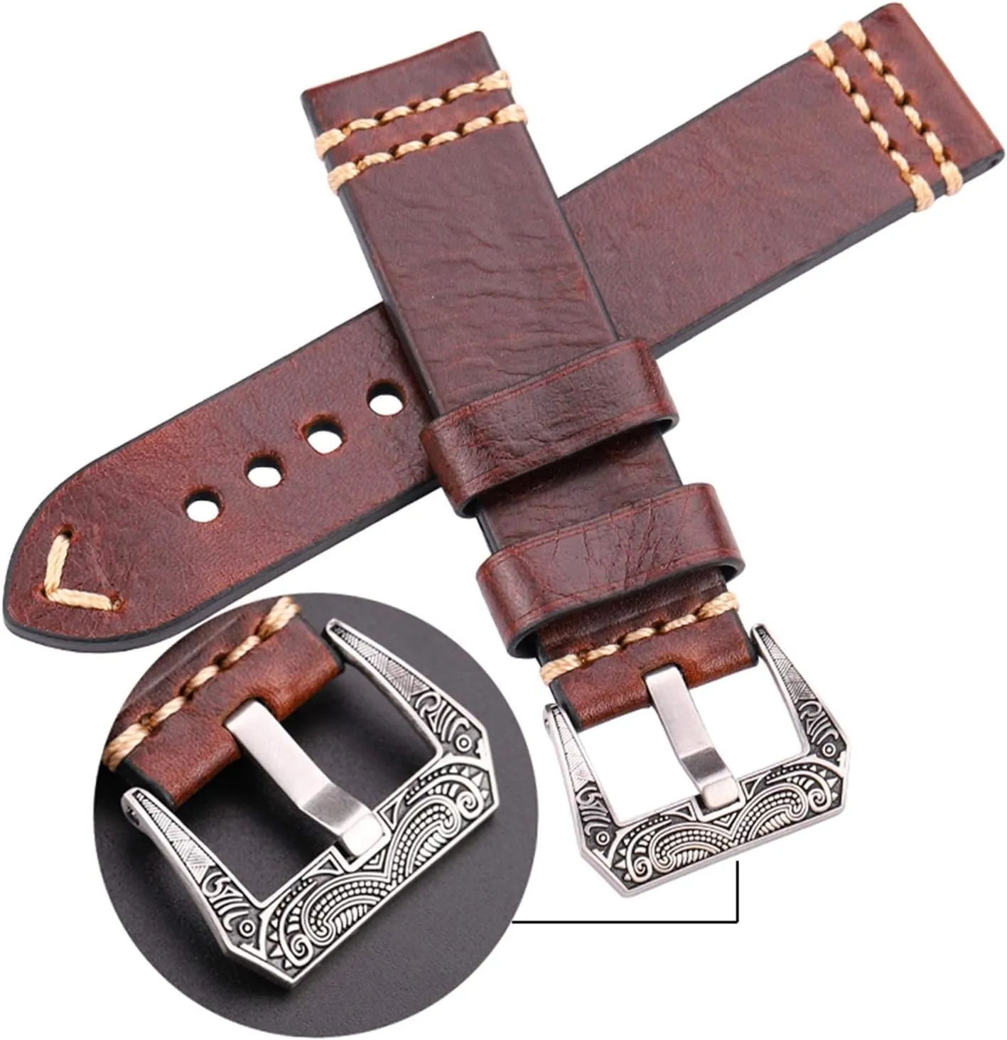 strap 4 colors cowhide drape setting nutritionally accessories retro steel buckle$Strap watch strap$ handmade 20mm 22mm 24mm leather band 
