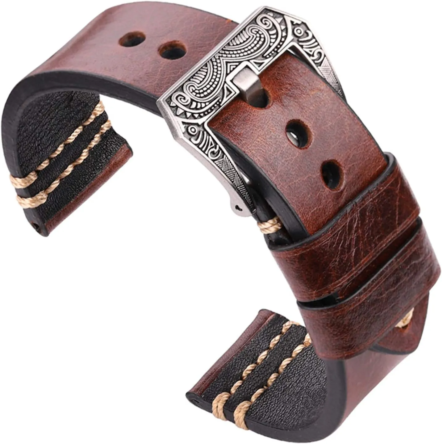 strap 4 colors cowhide drape setting nutritionally accessories retro steel buckle$Strap watch strap$ handmade 20mm 22mm 24mm leather band 