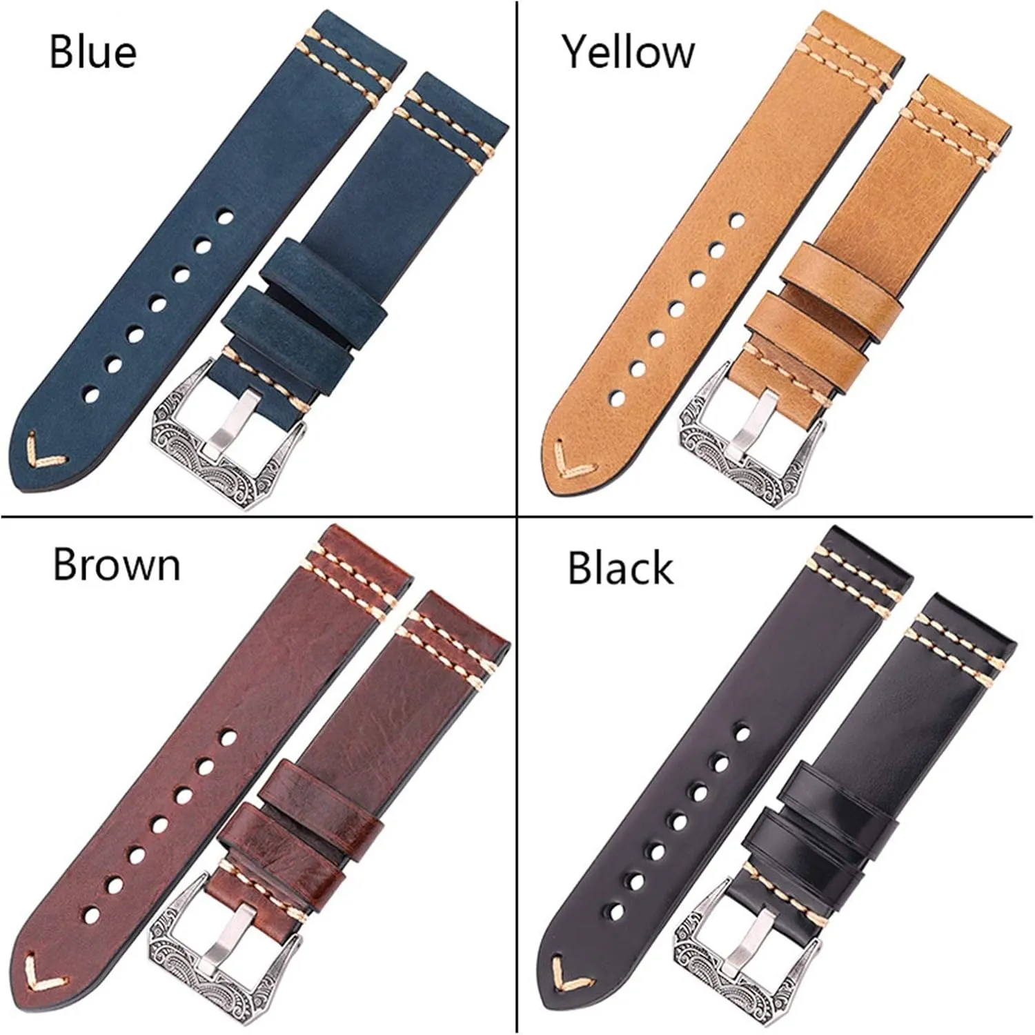 strap 4 colors cowhide drape setting nutritionally accessories retro steel buckle$Strap watch strap$ handmade 20mm 22mm 24mm leather band 