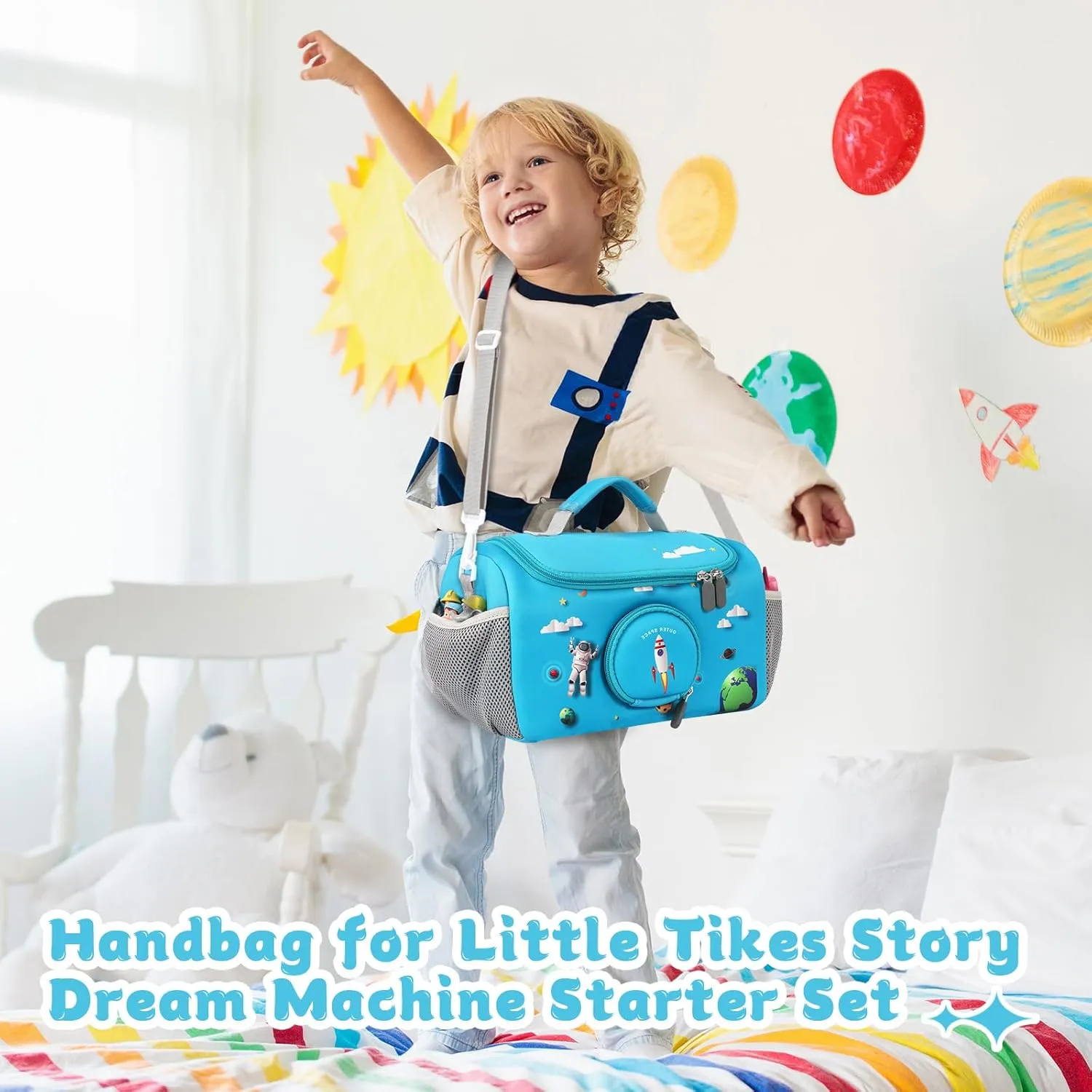 Strap for Storytime, Storybook, Character Accessories (Blue) Carrying Case Compatible custodial USA elusive tower with Little Tikes for Story Dream Machine Books Starter Set, Portable Storage Bag with Handle and Shoulder 