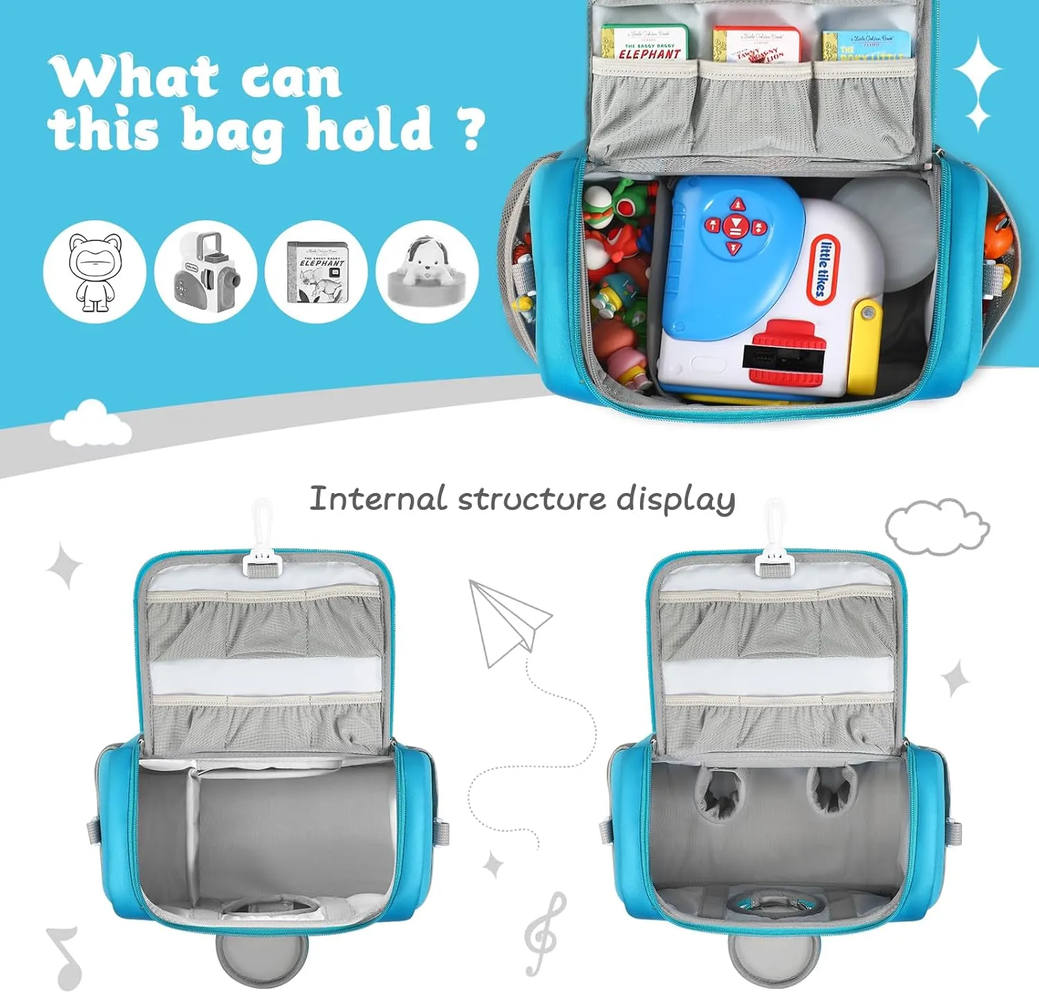 Strap for Storytime, Storybook, Character Accessories (Blue) Carrying Case Compatible custodial USA elusive tower with Little Tikes for Story Dream Machine Books Starter Set, Portable Storage Bag with Handle and Shoulder 