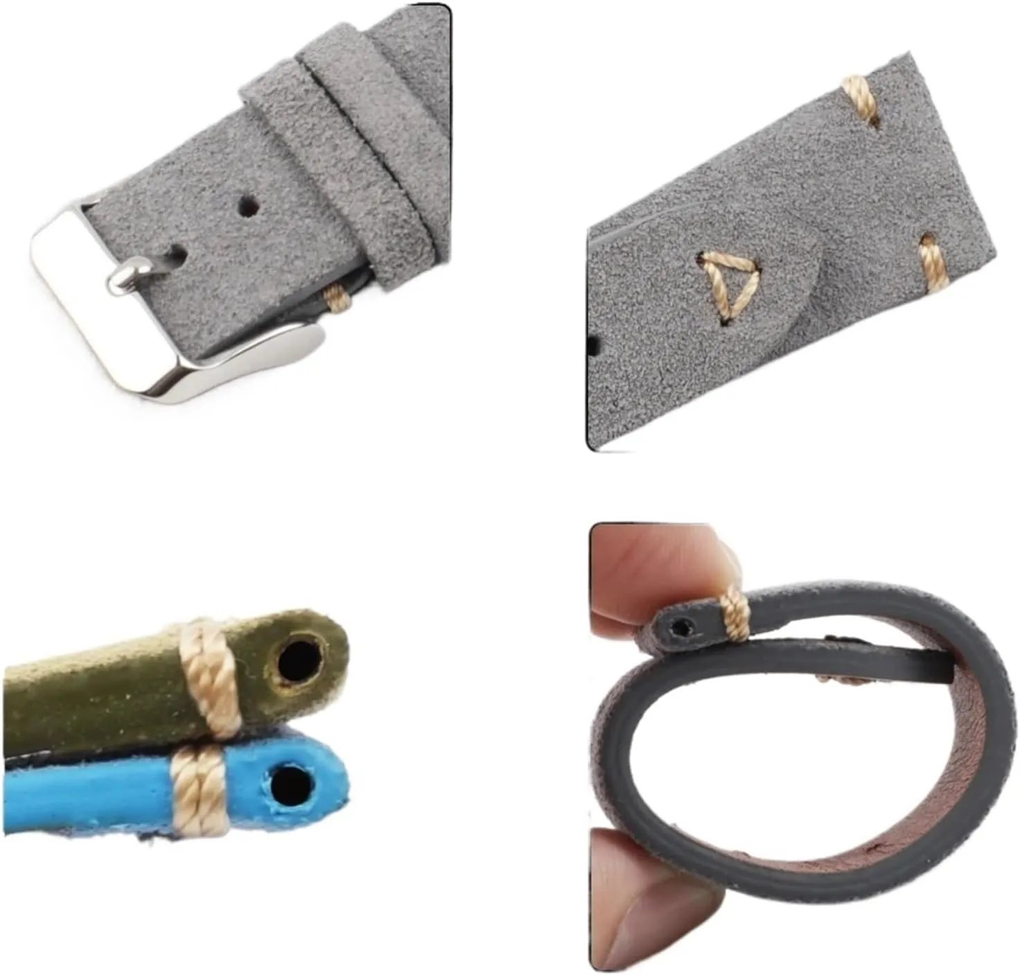 Strap format ascribe 18mm 19mm 20mm 21mm 22mm 24mm Grey Vintage Band Replacement Wristband Handmade Stitching Watchband Suede Leather Watch 