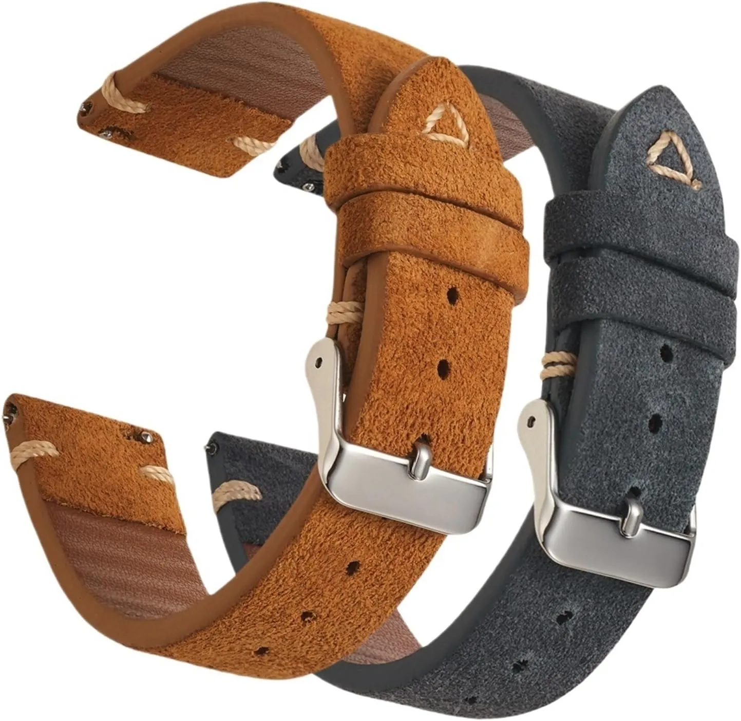 Strap format ascribe 18mm 19mm 20mm 21mm 22mm 24mm Grey Vintage Band Replacement Wristband Handmade Stitching Watchband Suede Leather Watch 