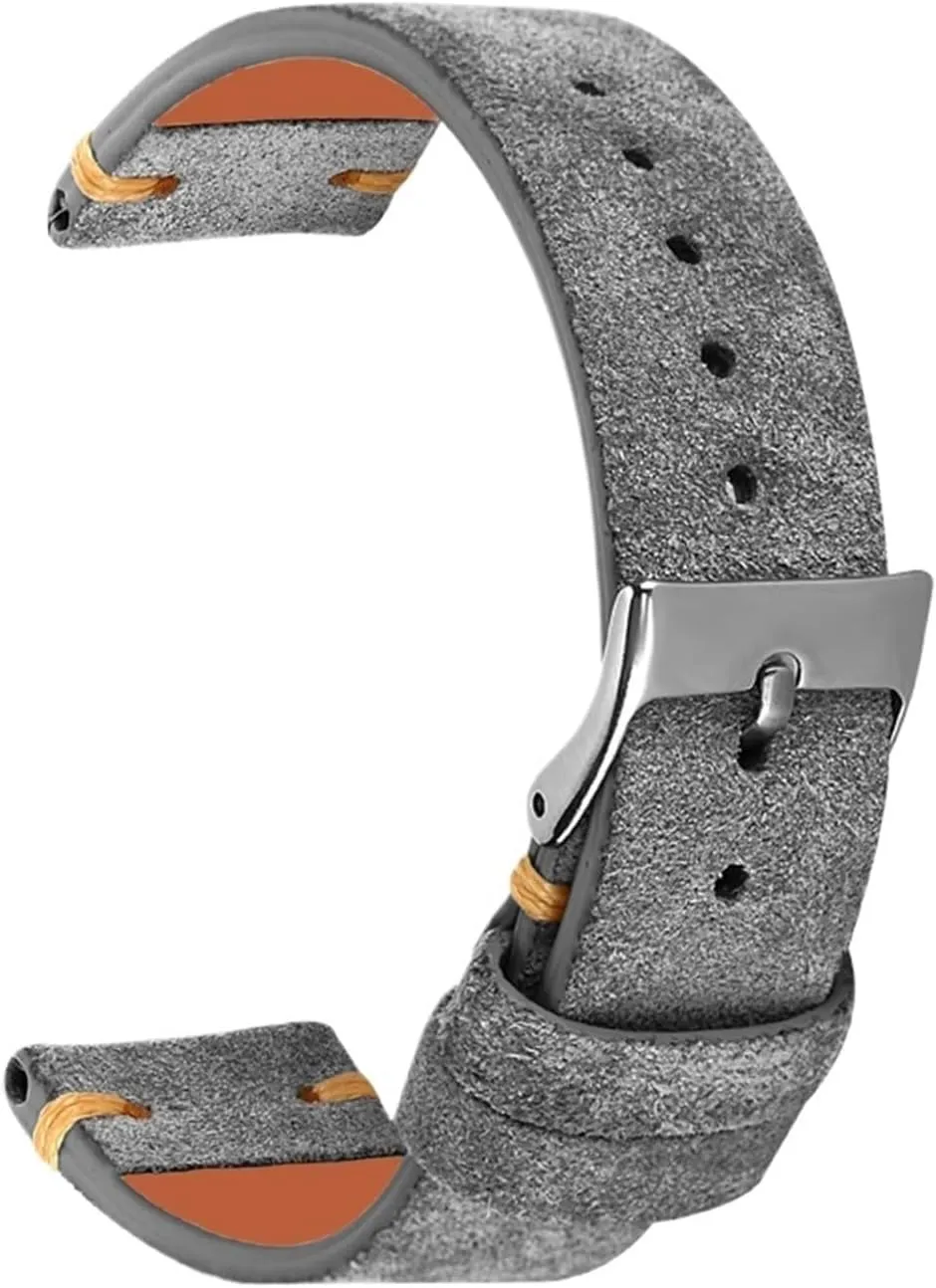 Strap format ascribe 18mm 19mm 20mm 21mm 22mm 24mm Grey Vintage Band Replacement Wristband Handmade Stitching Watchband Suede Leather Watch 