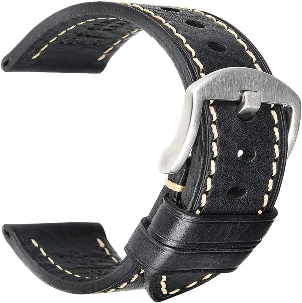 Straps$ Italian Top Grain Soft Leather Watch Bands hospitable Replacement$ Vegetable-Tanned & Oil-Waxed Watch Bracelets 18/19/20/21/22/23/24/26mm for Men$ Women REZERO Leather Watch Bands$ Handmade Watch 