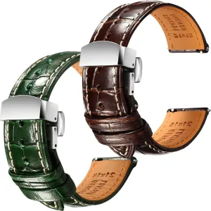 Straps rudimentary chilly identify familiar - Set of 2, 22mm REZERO Brown/Green Handmade Quick-Release Alligator Grain Embossed Watch 