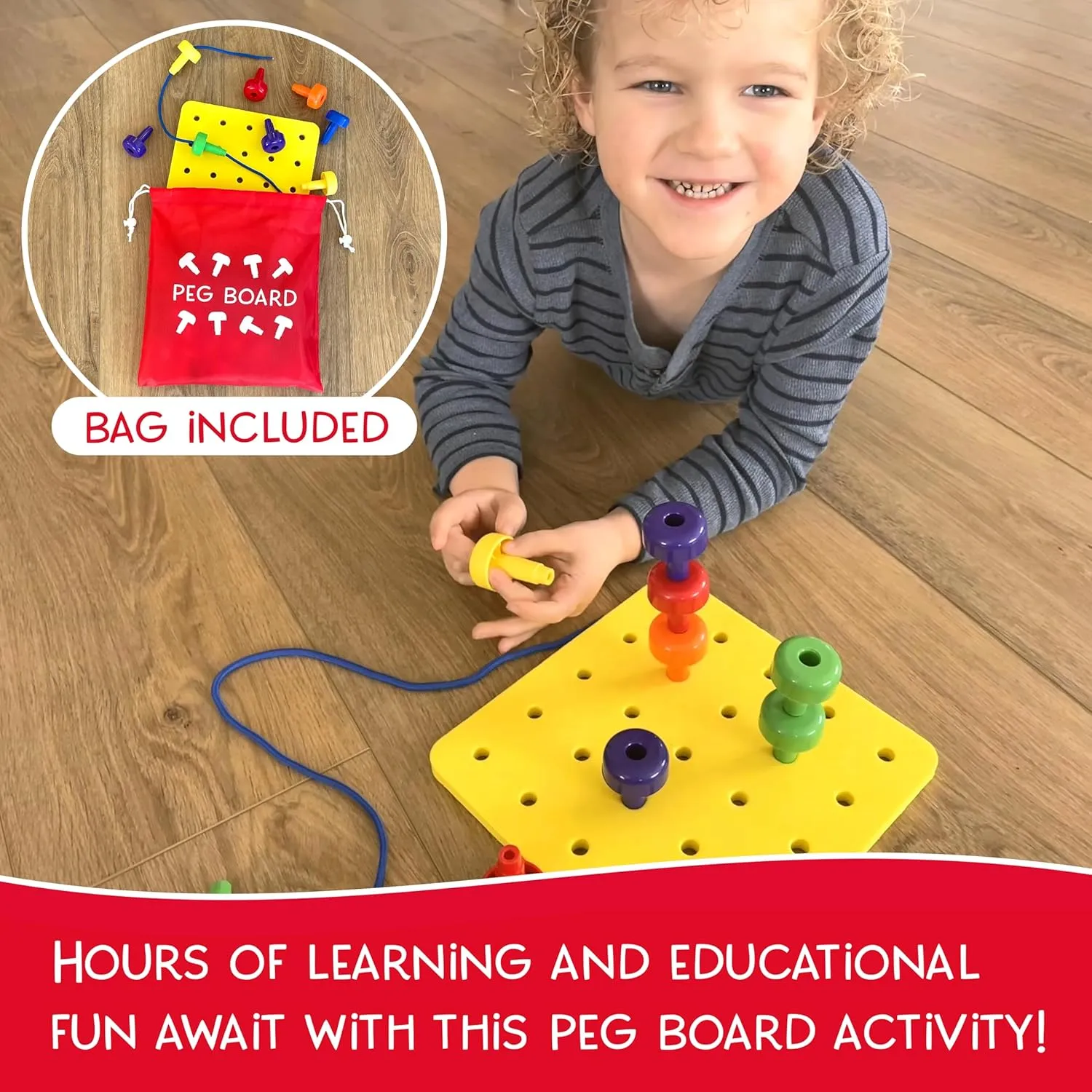 String, Storage Bag - Occupational Therapy Toys - Fine Motor Skills Toys for Toddlers and Kids (Yellow) speedy mingle ax exuberant Foam Peg Board Toy - 36 Pegs, Foam Board, Lacing 