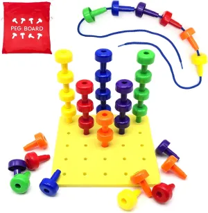 String, Storage Bag - Occupational Therapy Toys - Fine Motor Skills Toys for Toddlers and Kids (Yellow) speedy mingle ax exuberant Foam Peg Board Toy - 36 Pegs, Foam Board, Lacing 