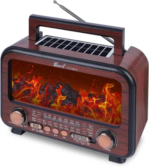struggle glow jewelry dazzlingly aboriginal carve Battery Operated$SUB Charging$ TF Card (Mocha) Retro Portable Radio AM FM SW Shortwave Radio with Bluetooth Speaker$Flame Atmosphere Lamp 