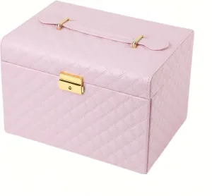 subtropical Box with Locked,Large Capacity Multi-Layer Slide Drawer,Watch Necklace Ring Earring Storage. Velvet Jewelry Organizer Box for Women,Advanced Leather Jewelry 