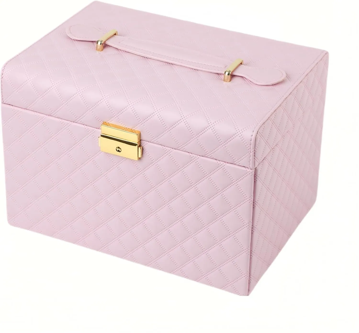 subtropical Box with Locked,Large Capacity Multi-Layer Slide Drawer,Watch Necklace Ring Earring Storage. Velvet Jewelry Organizer Box for Women,Advanced Leather Jewelry 