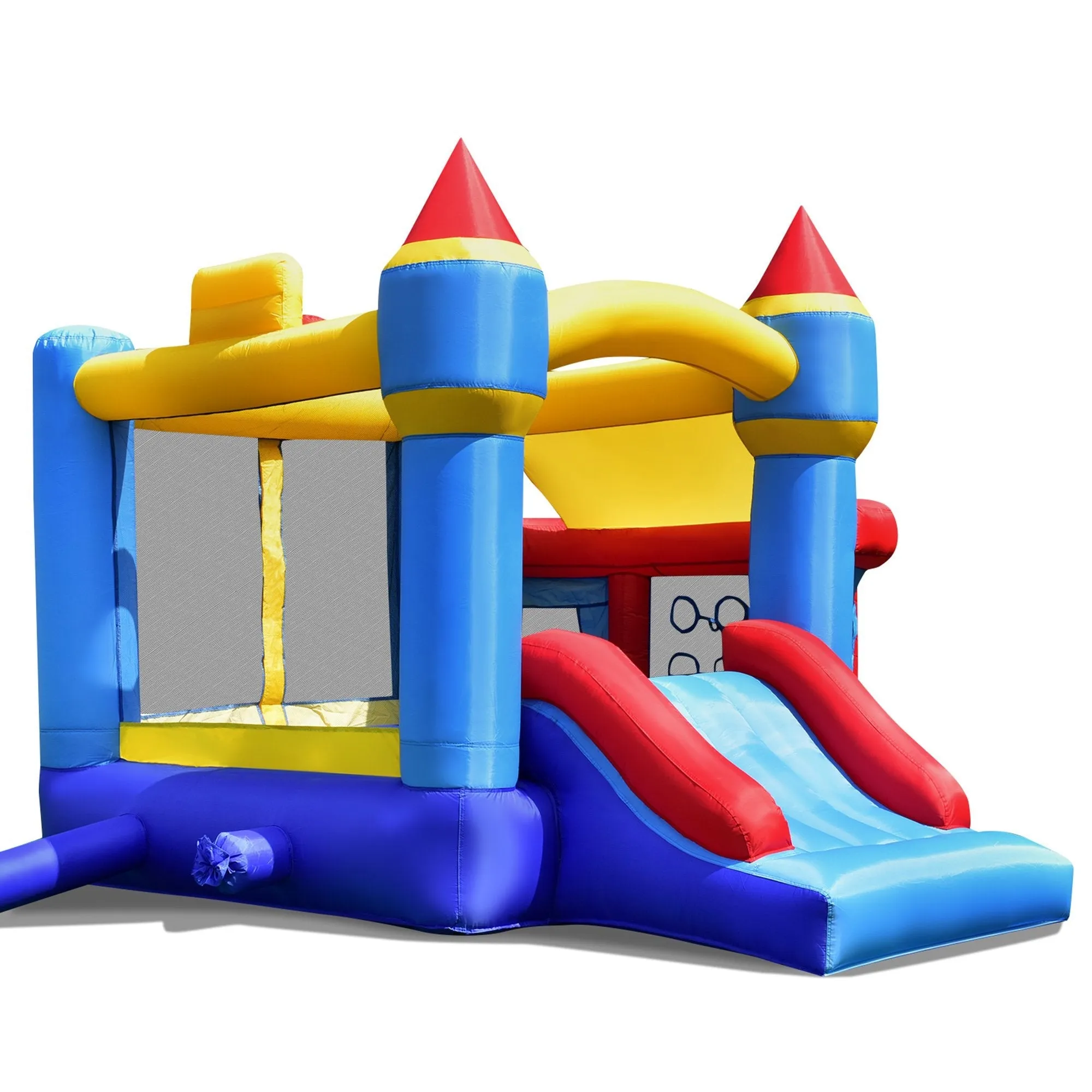 SUGIFT Inflatable Kids Bounce House Castle Slide with Ball Pit ??Multicolor