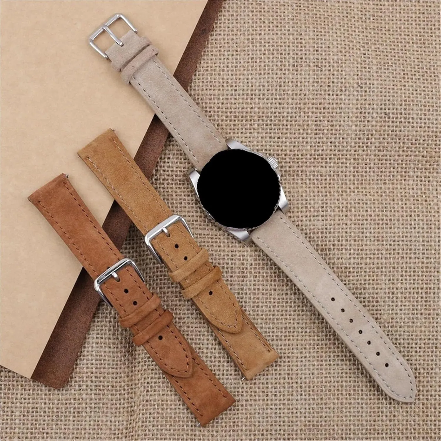 sulfate nonproductive Band Stainless Steel Buckle Watch Accessories Soft Suede Leather Watch 