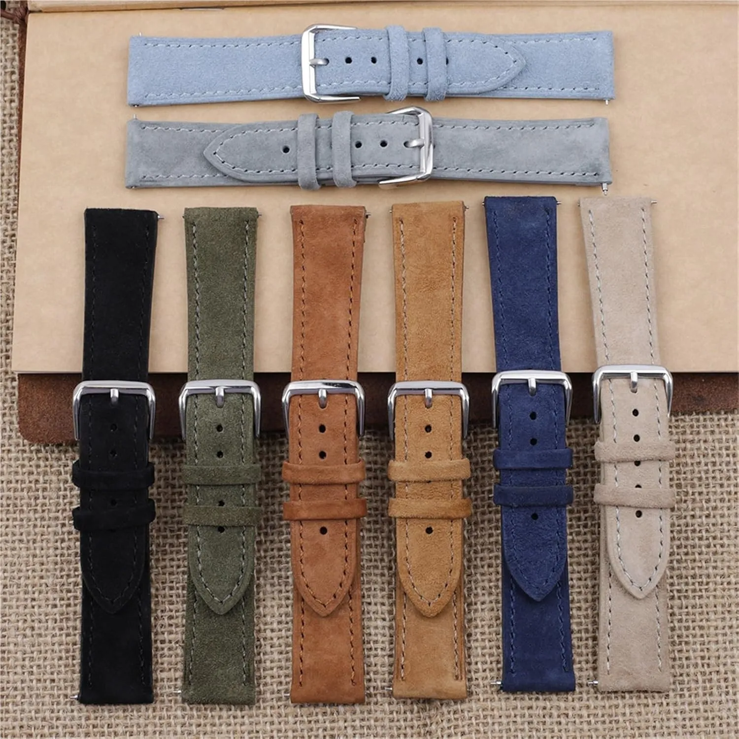 sulfate nonproductive Band Stainless Steel Buckle Watch Accessories Soft Suede Leather Watch 