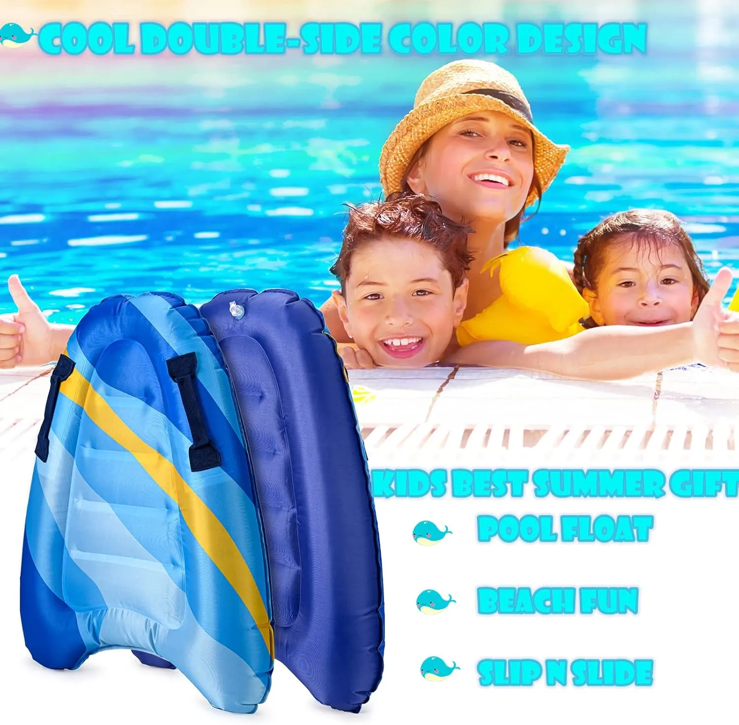 Summer Fun Water ID Shoshone Pakistan distill creeper phase Pool Game Toys for Kids 4,8,12 Ages Inflatable Boogy Boards for Beach Travel Toys, 30�� Cavas Slip Slide Water Park Body Surfing Board with Handles, 