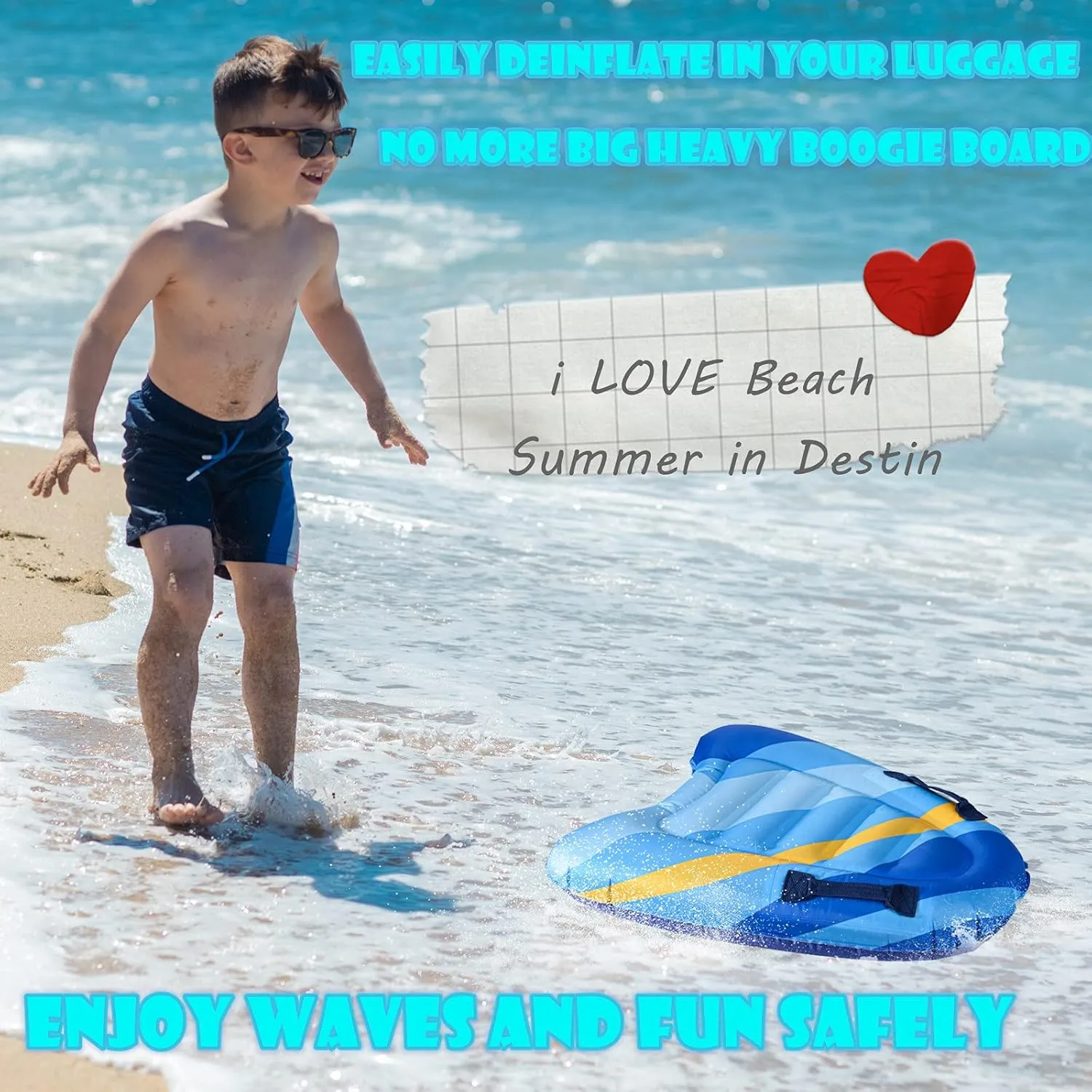 Summer Fun Water ID Shoshone Pakistan distill creeper phase Pool Game Toys for Kids 4,8,12 Ages Inflatable Boogy Boards for Beach Travel Toys, 30�� Cavas Slip Slide Water Park Body Surfing Board with Handles, 