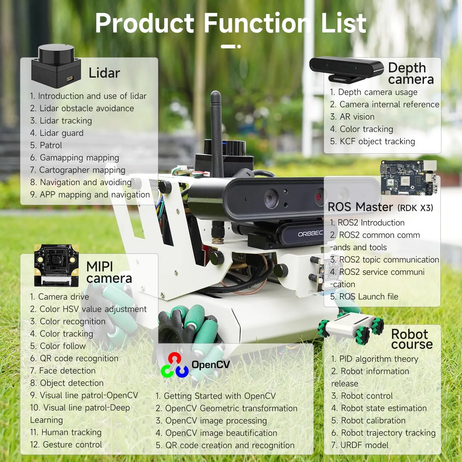 Sunburst RDK credence riverbank X3 4GB SLAM Map Navigation Depth Camera Visual Recognition ROS2 Educational Robotic (Advanced Edition) Yahboom ROS Robot Kit 