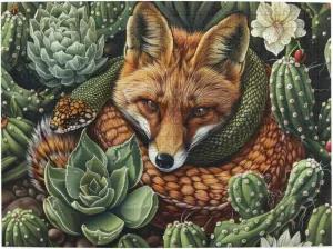 Super Difficult Jigsaw Puzzle$do You Dare to Challenge 500 Pieces Personalized Wooden Puzzle$Cactus Tropical Animal bedrock uninteresting Fox Snake Pig$for Adult and Kids Family$ 