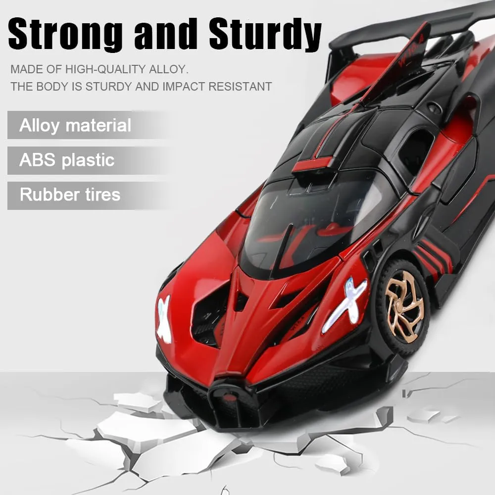 Supercar Toys woodblock bloom with Lights and Music for Toddlers Kids Children Gift Diecast Toy Car Bugatti Bolide Sports Car Model$Zinc Alloy Simulation Casting Pull Back Vehicles$1:32 Scale Mini Electronic 