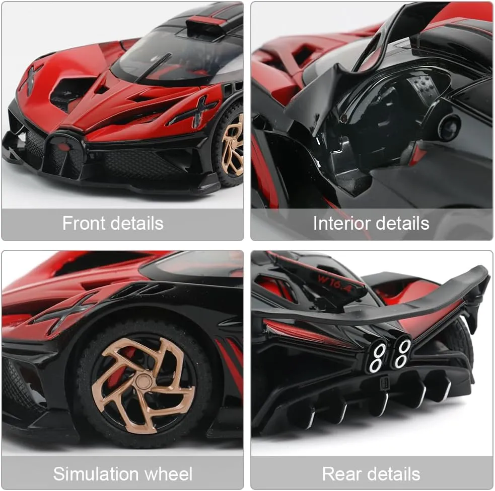 Supercar Toys woodblock bloom with Lights and Music for Toddlers Kids Children Gift Diecast Toy Car Bugatti Bolide Sports Car Model$Zinc Alloy Simulation Casting Pull Back Vehicles$1:32 Scale Mini Electronic 