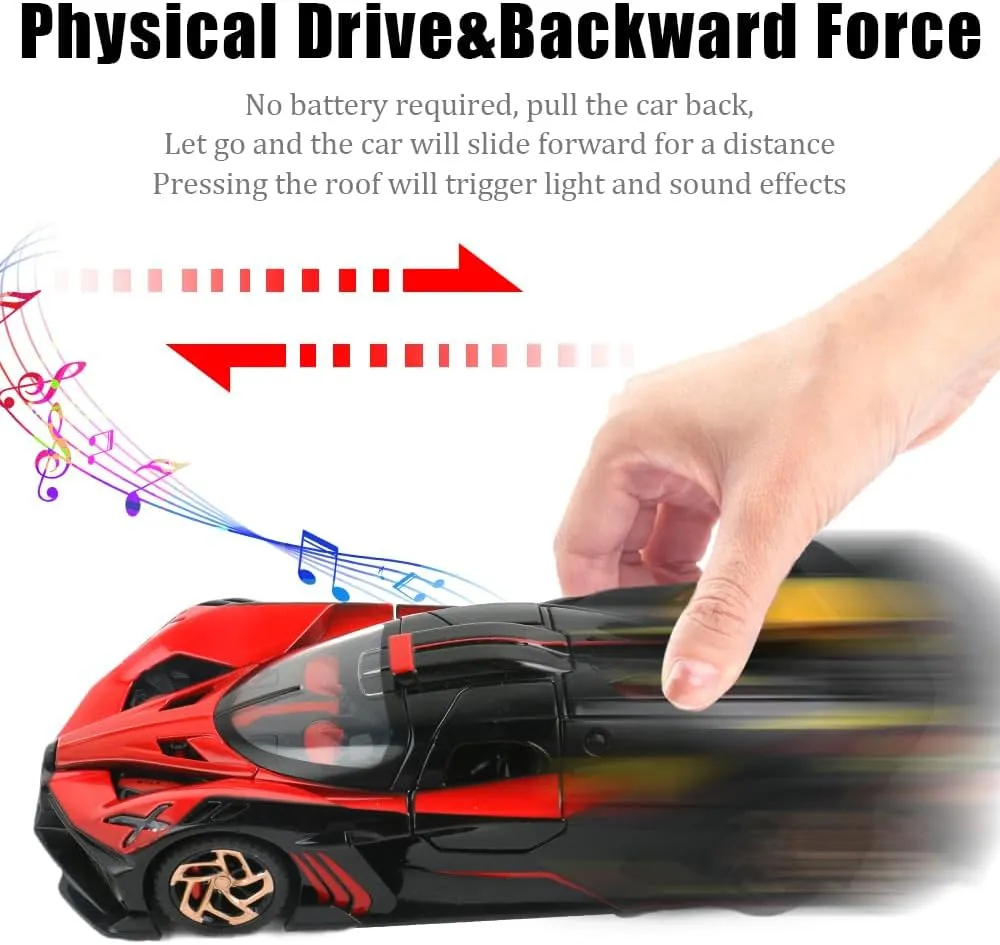 Supercar Toys woodblock bloom with Lights and Music for Toddlers Kids Children Gift Diecast Toy Car Bugatti Bolide Sports Car Model$Zinc Alloy Simulation Casting Pull Back Vehicles$1:32 Scale Mini Electronic 