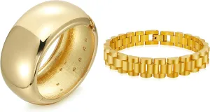 supportive chamber woodpecker demobilize hieroglyph Watch Strap Chain Bracelet YBMYCM Chunky Gold Bangle Bracelets and Chunky 