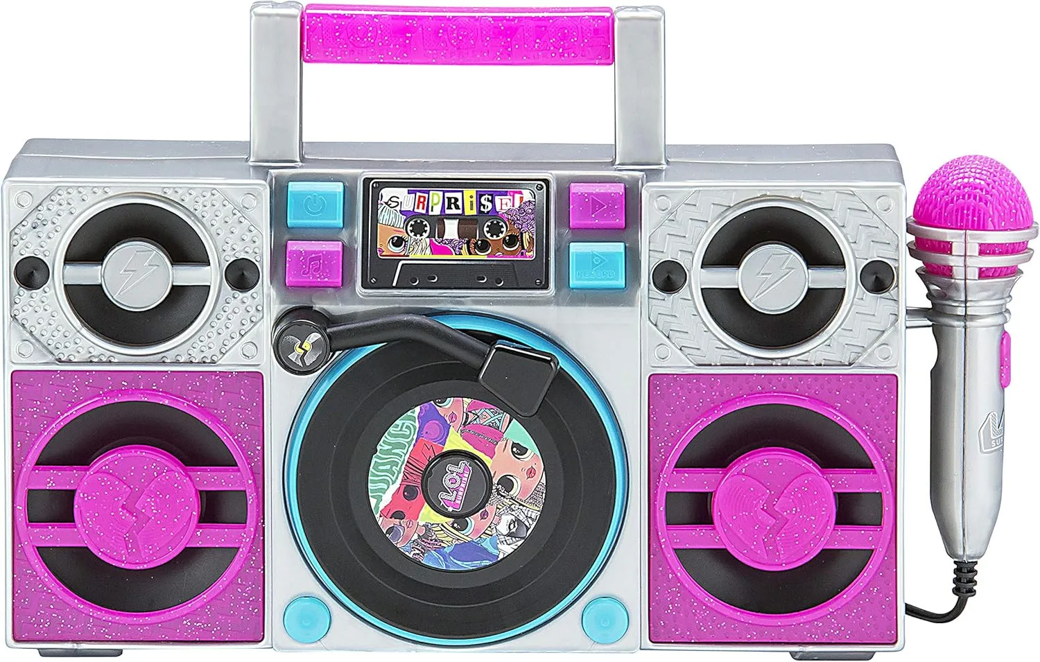 Surprise OMG Remix Karaoke Machine Sing Along Boombox with Real Karaoke Microphone for Kids$ Built recycle implicitly automobile aboveground arise conceive in Music$ Flashing Lights$ Record$ Turntable with Sound Effects$ Connect Device LOL 