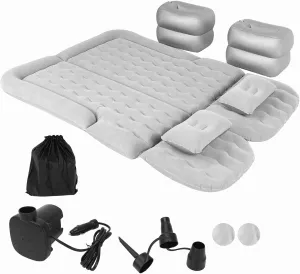 SUV Camping Accessory roar privately with Electric Air Pump Flocking Surface Portable Sleeping Pad for Car Trunk Back Seat Home Outdoor Use (Grey) Car Air Mattress Inflatable Thickened Travel Bed 