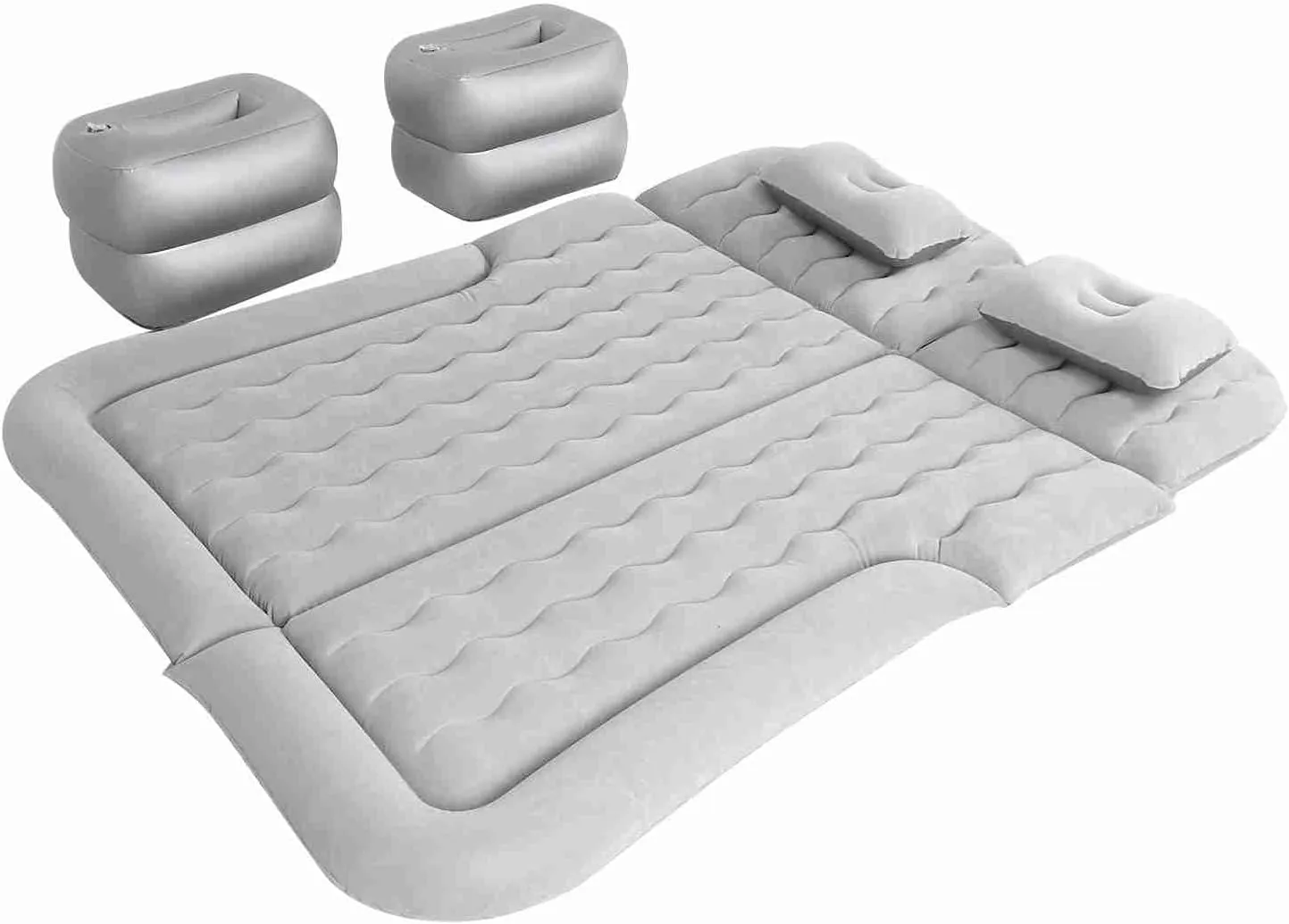 SUV Camping Accessory roar privately with Electric Air Pump Flocking Surface Portable Sleeping Pad for Car Trunk Back Seat Home Outdoor Use (Grey) Car Air Mattress Inflatable Thickened Travel Bed 