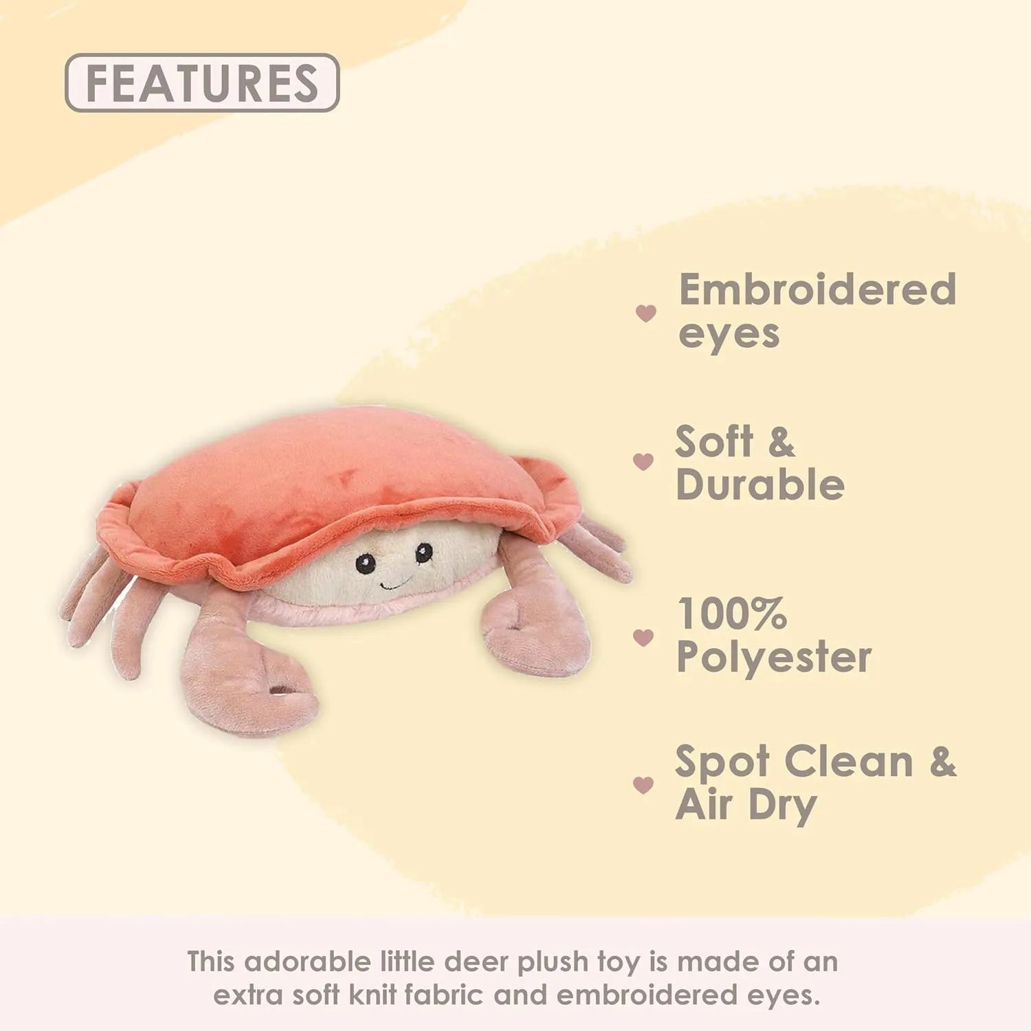 sweat hurt Ocean Animal Toys for Children MON AMI Shy Crab Stuffed Animal Toy ?C 14??, Sealife Animal Gifts for Kids, 