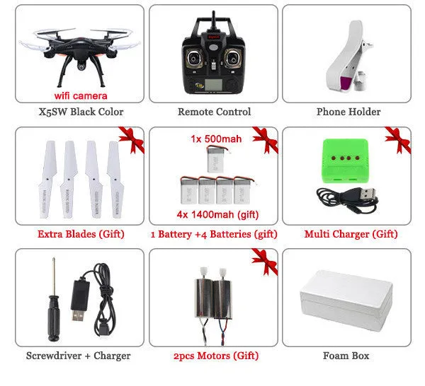 SYMA X5SW / X5SW-1 WIFI RC Drone Quadcopter with FPV Camera Headless 6-Axis Real Time RC Helicopter Quad copter Toys
