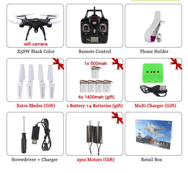 SYMA X5SW / X5SW-1 WIFI RC Drone Quadcopter with FPV Camera Headless 6-Axis Real Time RC Helicopter Quad copter Toys