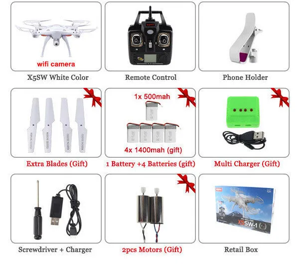 SYMA X5SW / X5SW-1 WIFI RC Drone Quadcopter with FPV Camera Headless 6-Axis Real Time RC Helicopter Quad copter Toys