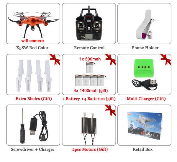 SYMA X5SW / X5SW-1 WIFI RC Drone Quadcopter with FPV Camera Headless 6-Axis Real Time RC Helicopter Quad copter Toys