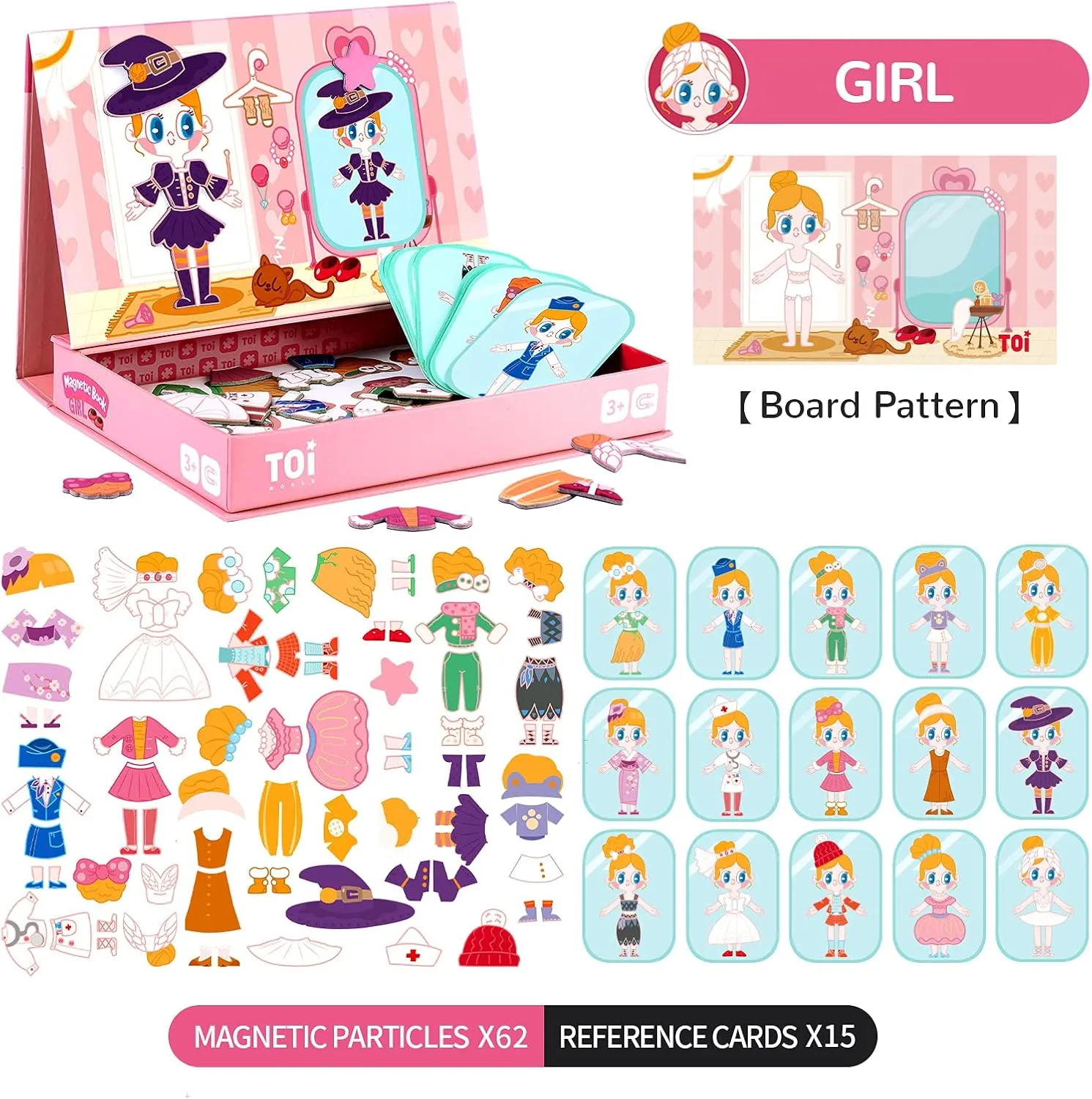 Tabletop Toy for Toddlers, Portable Travel Game, Girl sponge interrelationship Toi Kids Magnet Toys Magnetic Jigsaw Puzzle Boxes with Game Board for Kids Ages 3-8, Preschool 