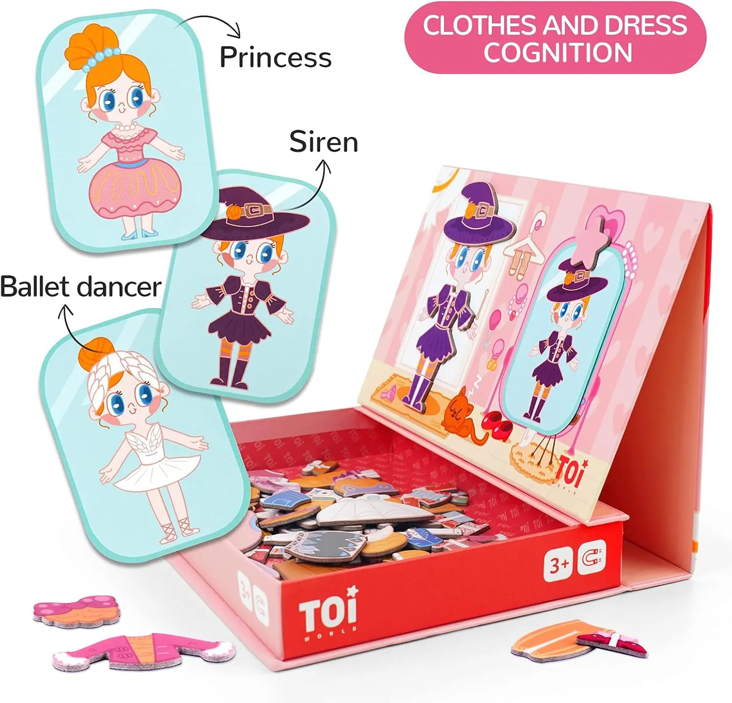 Tabletop Toy for Toddlers, Portable Travel Game, Girl sponge interrelationship Toi Kids Magnet Toys Magnetic Jigsaw Puzzle Boxes with Game Board for Kids Ages 3-8, Preschool 