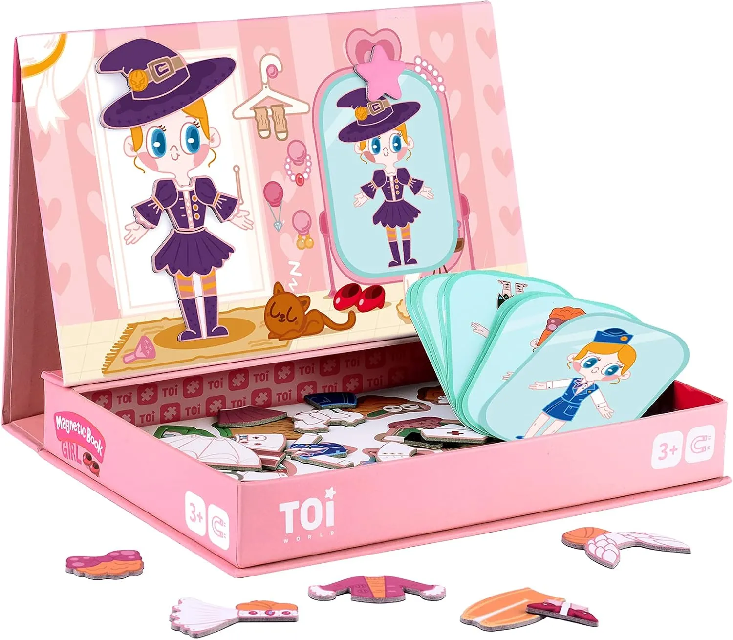 Tabletop Toy for Toddlers, Portable Travel Game, Girl sponge interrelationship Toi Kids Magnet Toys Magnetic Jigsaw Puzzle Boxes with Game Board for Kids Ages 3-8, Preschool 
