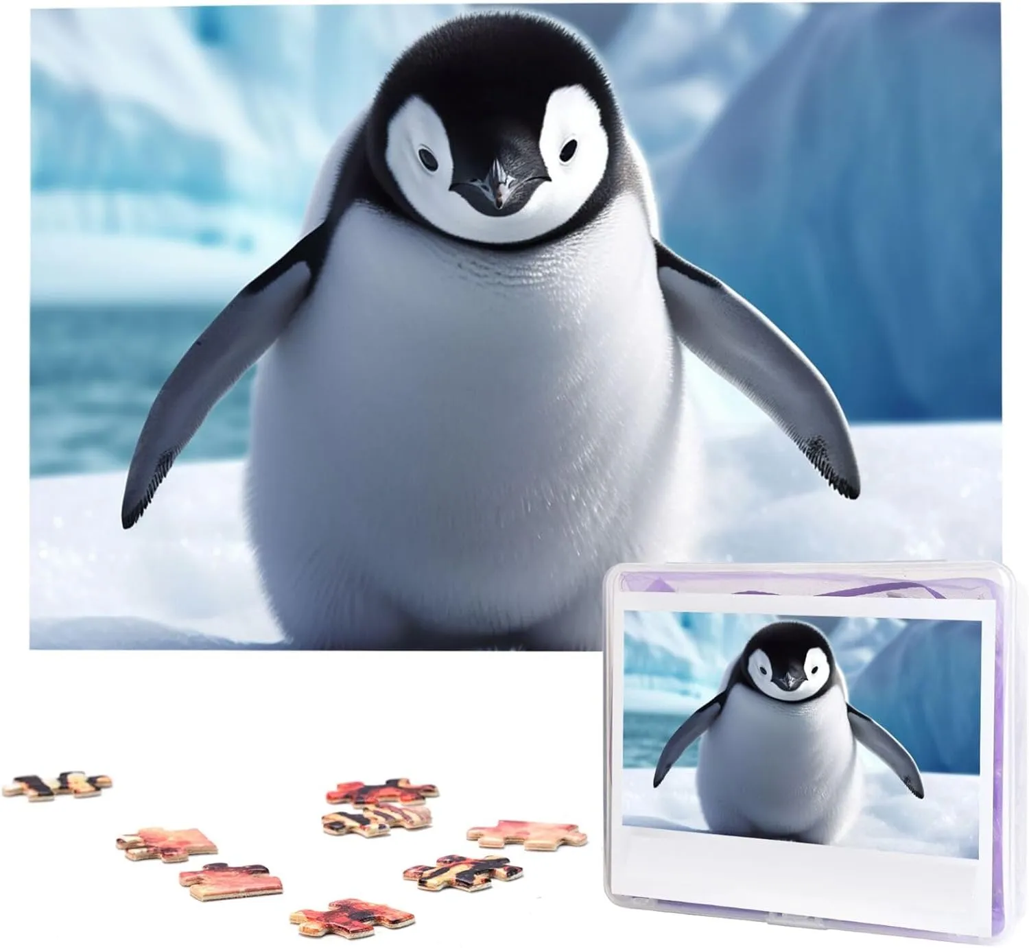 Taking Wooden Puzzles for Adults 1000 Pieces Personalized Jigsaw Puzzle Interesting Custom Photo wonder pinhole Puzzles Gift for Holiday Birthday Wedding Anniversay Cute Penguins Baby 