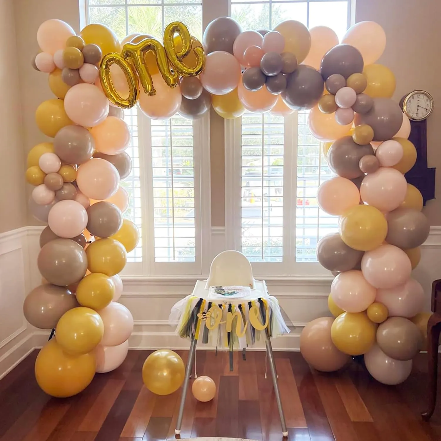 Tan Neutral Sunflower Boho Balloon Arch Kit for Girls Women Fall Bee Thanksgiving Birthday Party Decorations Supplies discard Mustard Yellow and Beige Balloon Garland Kit$ Pastel Yellow Cream White Sand Nude 