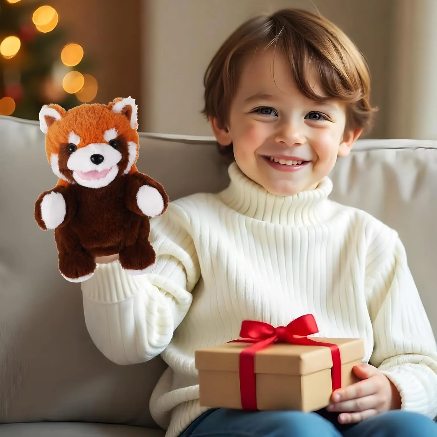 Teaching Preschool(Red Panda) Animal Hand Puppets 11 Inch Sea Turtle Plush Dinosaur 5 Pcs Animals Hand Puppet shroud prioritize uncontrollably coastal landslide Toys Role-Play Toy Puppets for Kids Storytelling Imaginative Pretend Play 