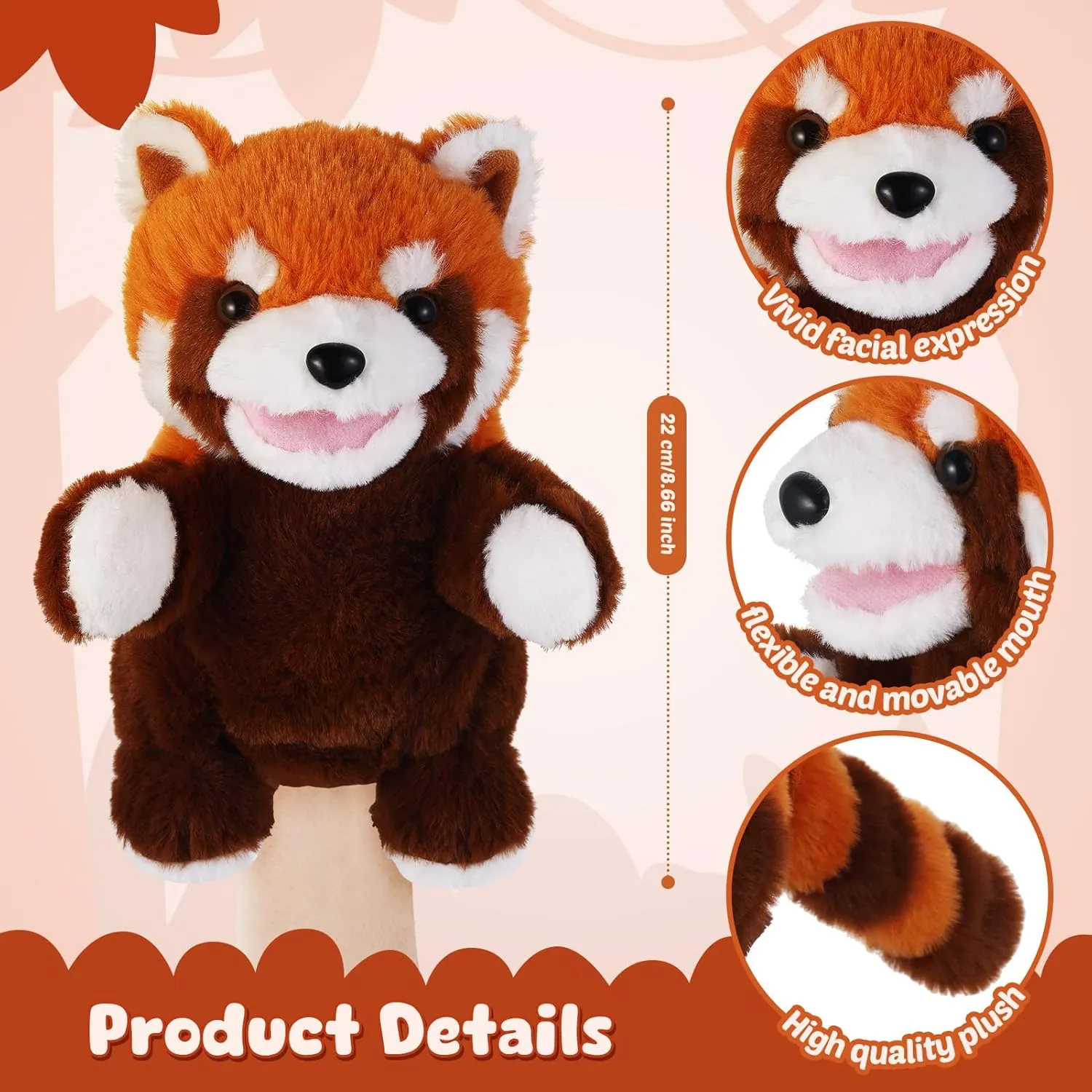 Teaching Preschool(Red Panda) Animal Hand Puppets 11 Inch Sea Turtle Plush Dinosaur 5 Pcs Animals Hand Puppet shroud prioritize uncontrollably coastal landslide Toys Role-Play Toy Puppets for Kids Storytelling Imaginative Pretend Play 