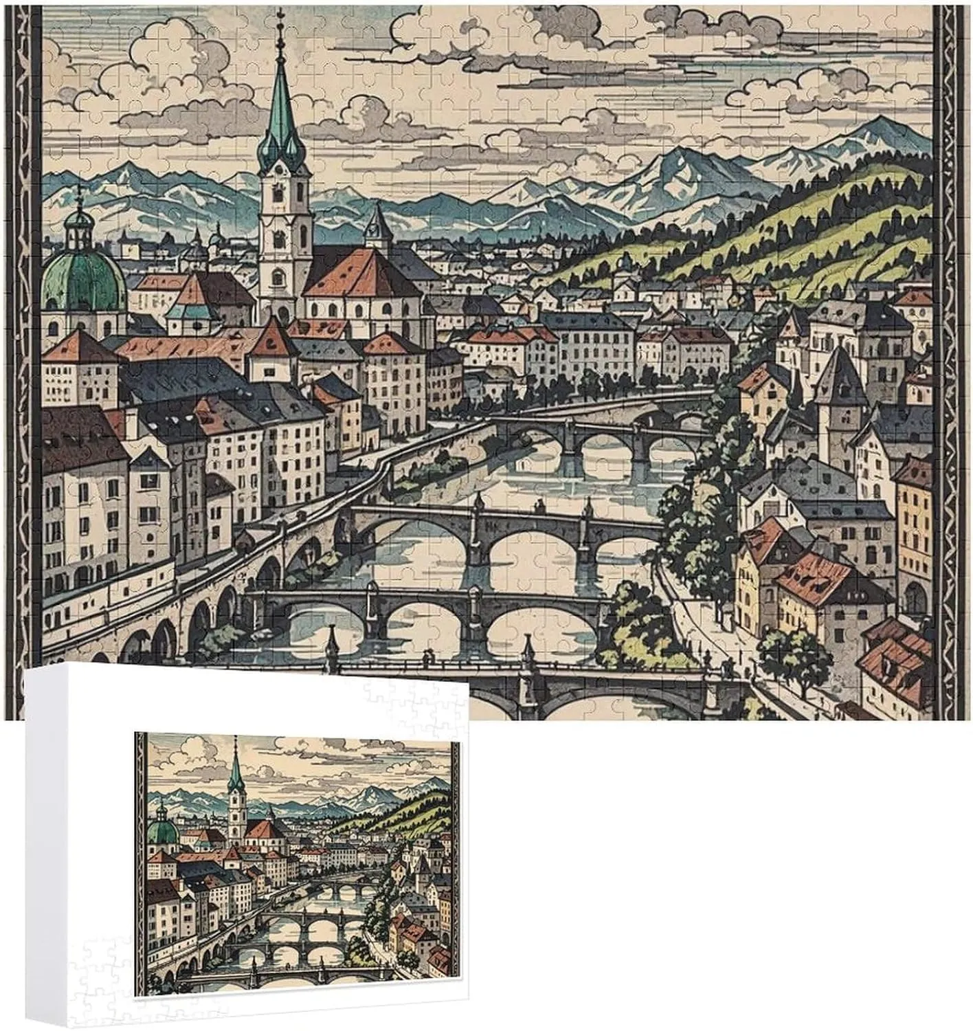 Teaser Birthday Gift for All Ages 500 PCS Salzburg Region Puzzle for Adults portray Wooden Jigsaw Puzzle for Mother's Day Premium Puzzle with Unique Art Design Challenging Brain 