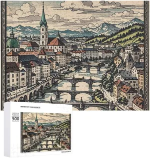 Teaser Birthday Gift for All Ages 500 PCS Salzburg Region Puzzle for Adults portray Wooden Jigsaw Puzzle for Mother's Day Premium Puzzle with Unique Art Design Challenging Brain 