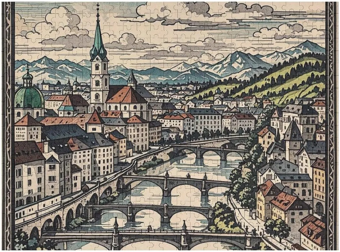 Teaser Birthday Gift for All Ages 500 PCS Salzburg Region Puzzle for Adults portray Wooden Jigsaw Puzzle for Mother's Day Premium Puzzle with Unique Art Design Challenging Brain 