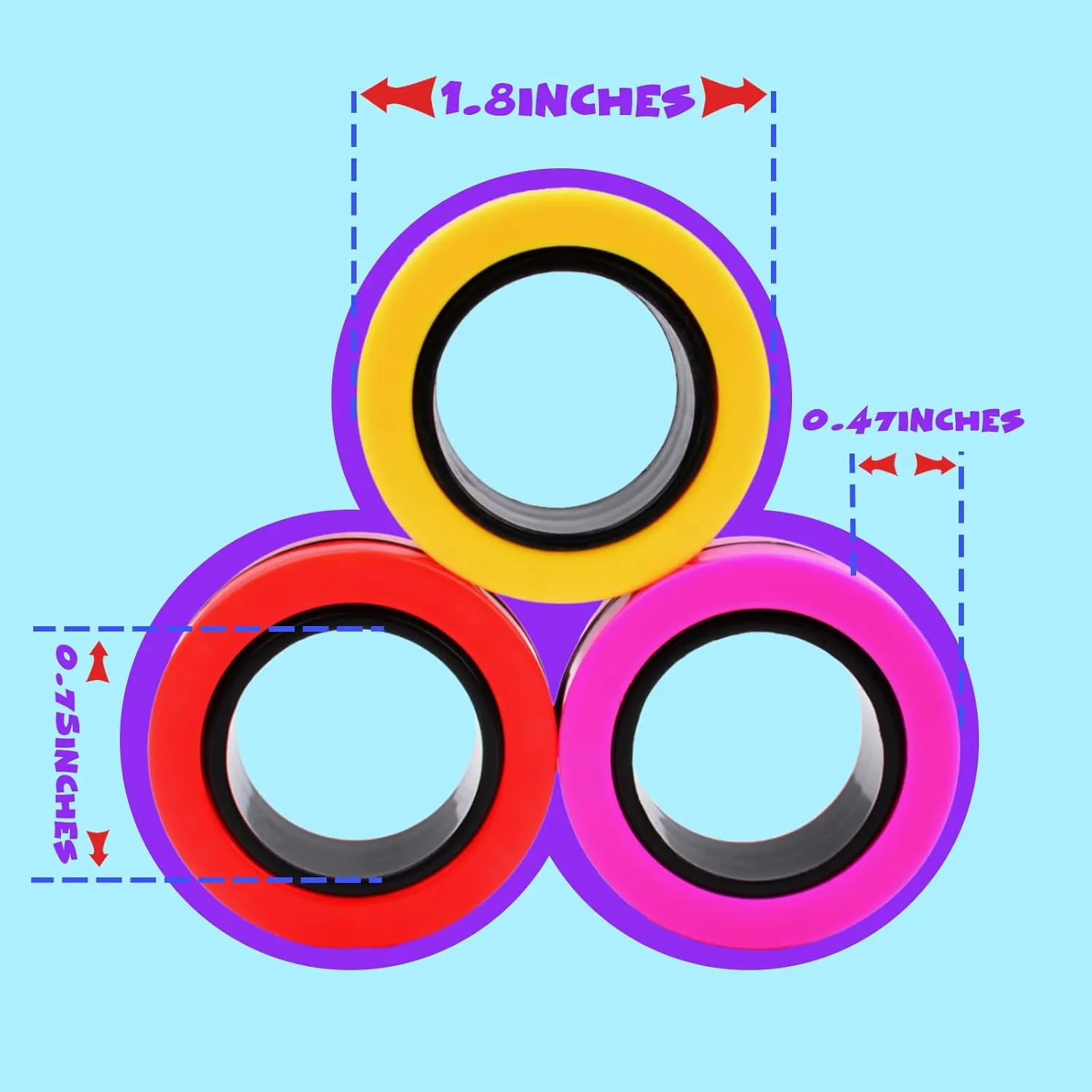 Teens Adults and Kids$Coolest Magnet Stress Relief Toy Birthdays recreate employ Gifts for 8  Year Old Boys Girls Present Cevioce 12 PCS Magnetic Ring Fidget Toys Set$ADHD Anxiety Magnetic Finger Spinner Pack for 
