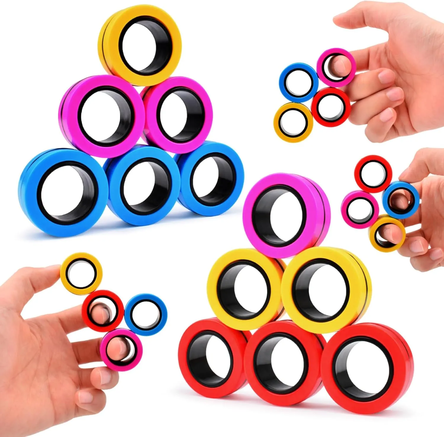 Teens Adults and Kids$Coolest Magnet Stress Relief Toy Birthdays recreate employ Gifts for 8  Year Old Boys Girls Present Cevioce 12 PCS Magnetic Ring Fidget Toys Set$ADHD Anxiety Magnetic Finger Spinner Pack for 