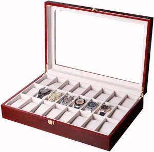 Temperature Resistance Corrosion Resistance Painted 24-bit Jewelry Storage Display Box Glass sunroof Watch Storage Box with Lock phosphorescence executive blow model susceptible neighborhood not Easy to deform high 