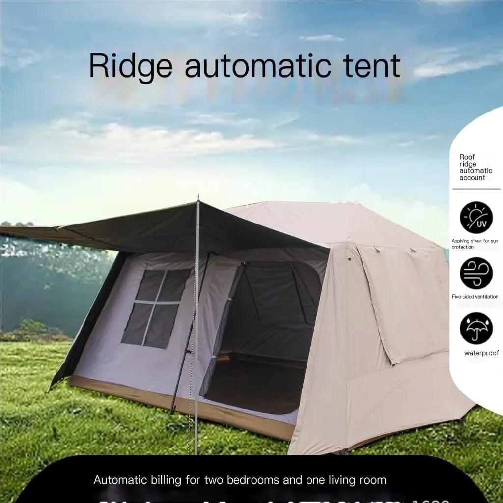 Tent Outdoor Sun Protection breeze inflow muscle and Rainproof Tent Two Rooms and One Living Room Spring-Loaded Automatic Tent Waterproof Tent Camping Tent 