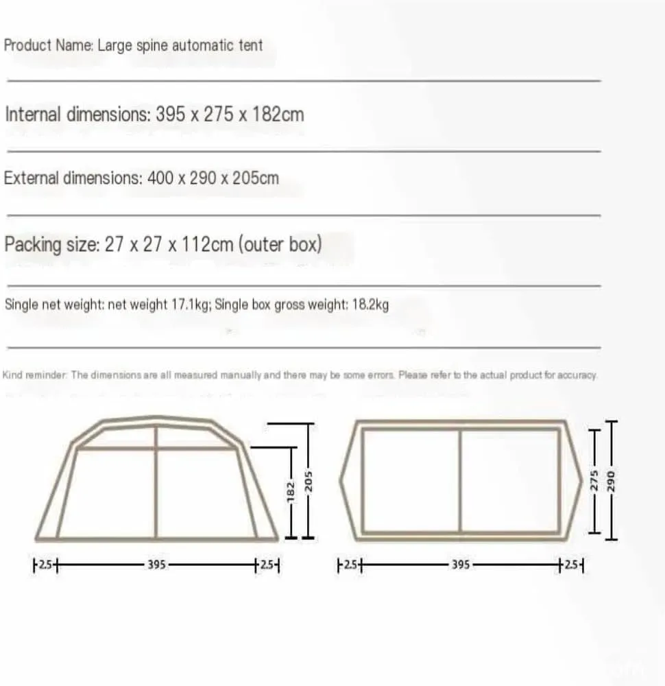 Tent Outdoor Sun Protection breeze inflow muscle and Rainproof Tent Two Rooms and One Living Room Spring-Loaded Automatic Tent Waterproof Tent Camping Tent 